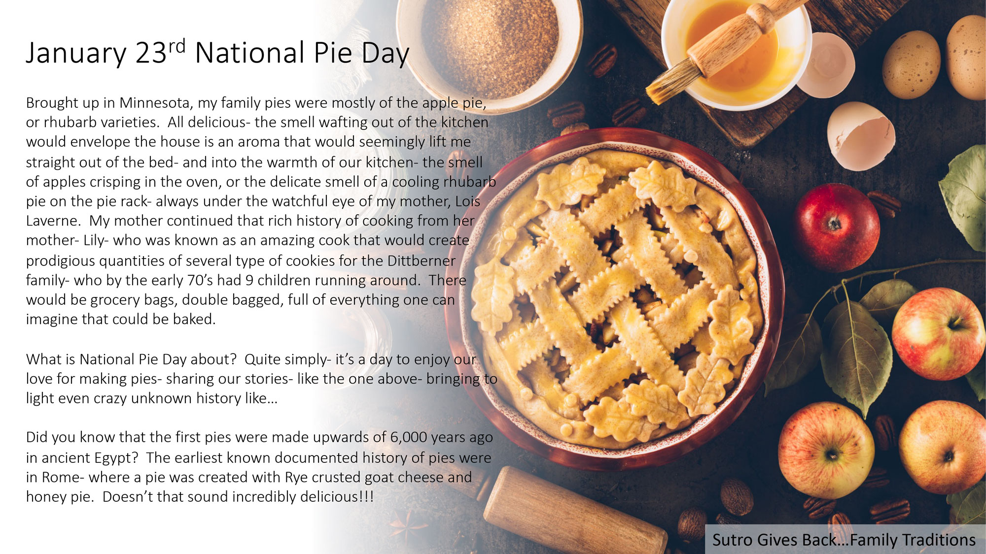 January 23rd National Pie Day