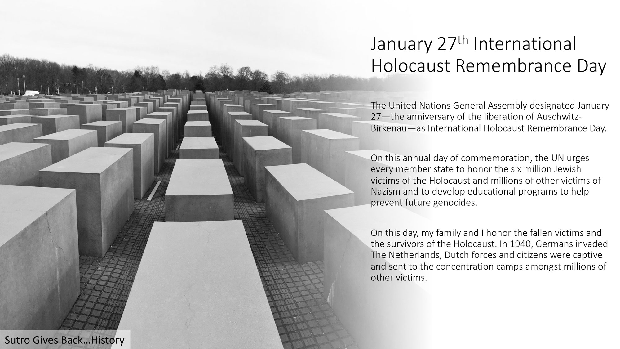 January 27th International Holocaust Remembrance Day