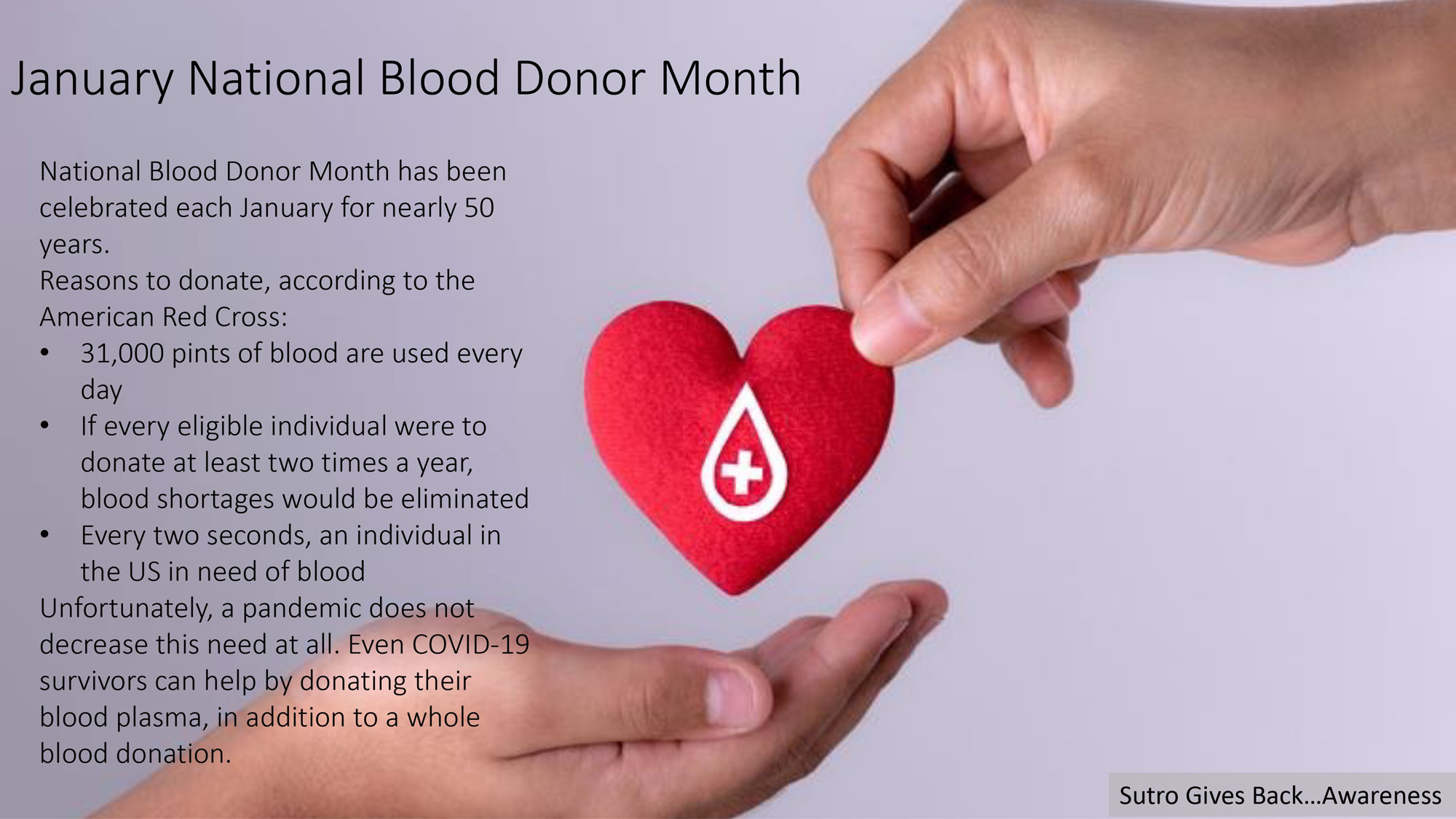January National Blood Donor Month
