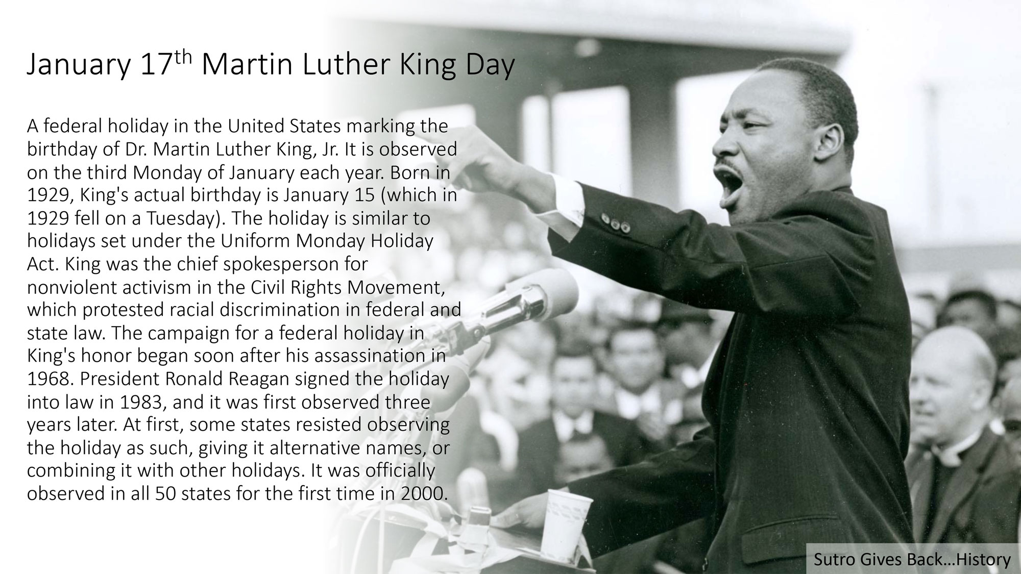 January 17th Martin Luther King Day