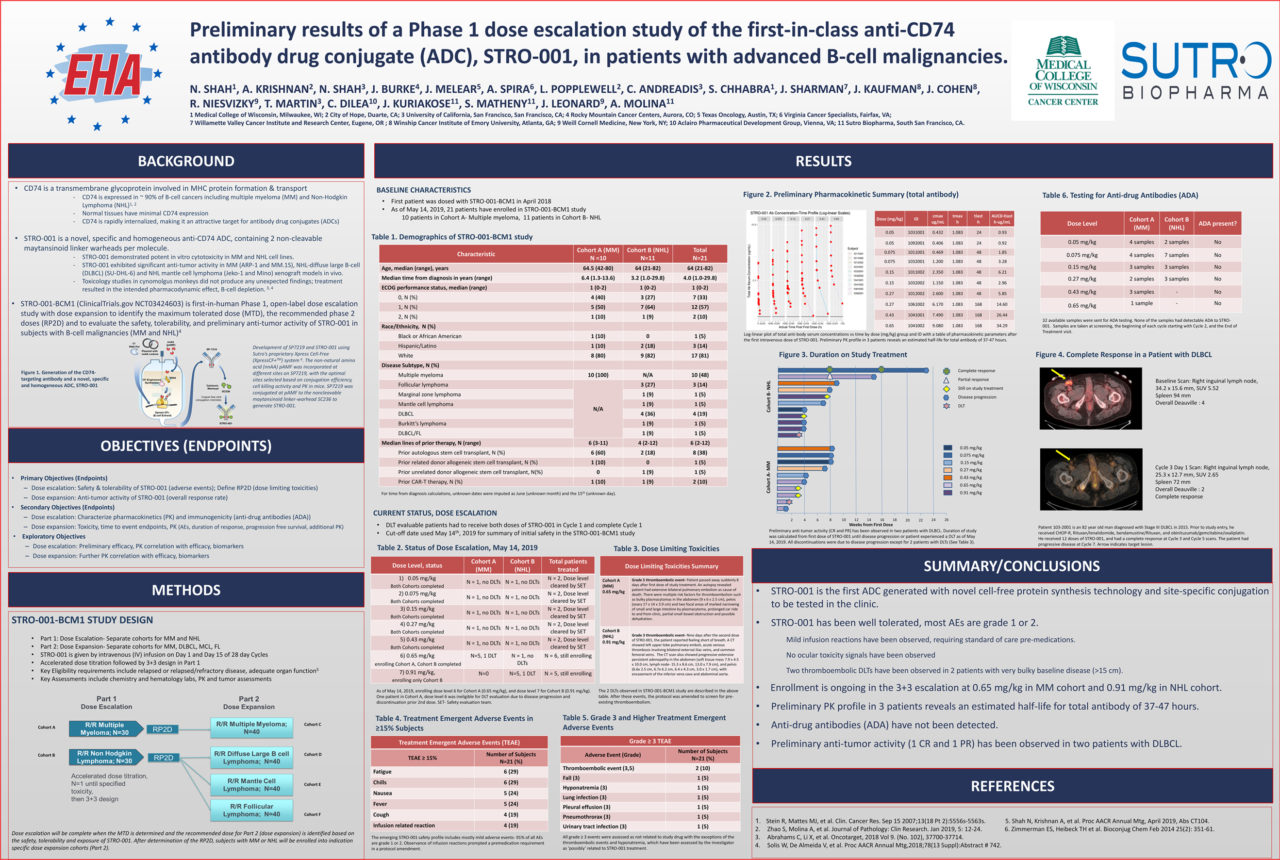 European Hematology Association Congress (EHA) 2019 STRO001 Poster